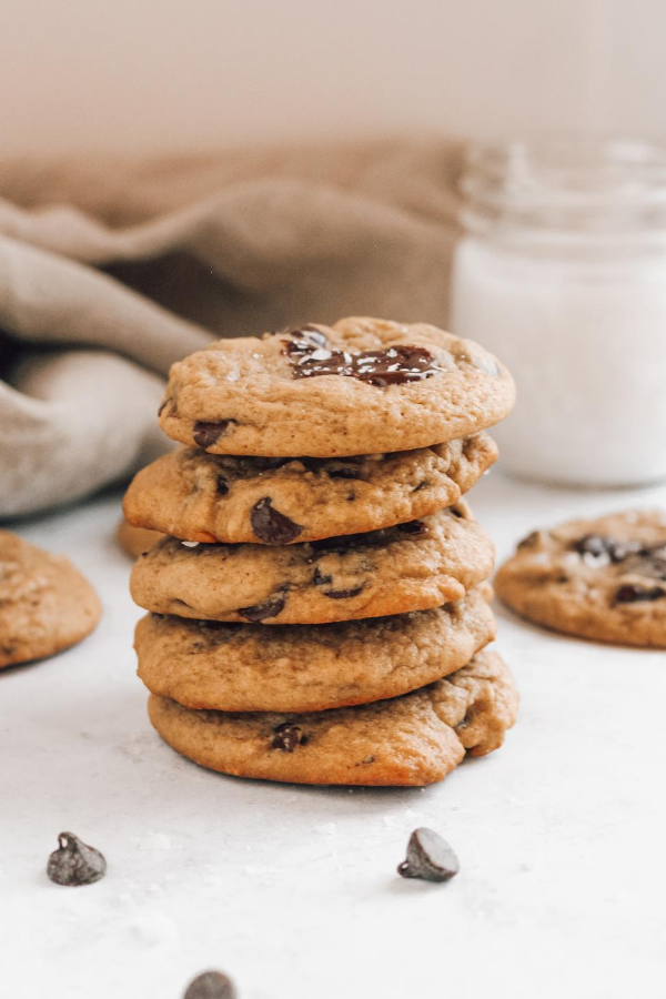 Healthier Browned Butter Chocolate Chip Cookies - Topped With Honey